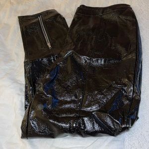 Black leather pants with zippers